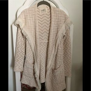 Beautiful knitted sweater with shawl type collar!